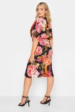 YOURS PETITE - Robe Midi Noire Floral Rose Cache-Coeur -GrandeTendance Boutique 5605a4b1 6bd9 46 174574 C