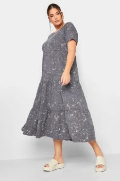 LIMITED COLLECTION - Robe Grise Délavée Manches Courtes En Maxi -GrandeTendance Boutique 573ea013 f425 4f 214442 C