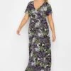 YOURS - Robe Maxi Cache-Coeur Violette & Verte Imprimé Feuilles -GrandeTendance Boutique 57811839 7e63 4f 301609 BR