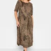 LIMITED COLLECTION - Robe Midi Smocké Marron Animal