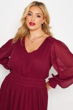 YOURS LONDON - Robe Rouge Plissée Manches à Pois -GrandeTendance Boutique 594038c6 5d49 42 161912 D
