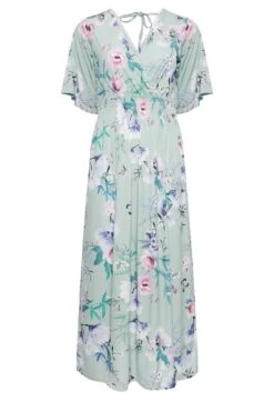 YOURS LONDON - Robe Plissée Verte Eau Floral Longueur Maxi -GrandeTendance Boutique 595df49b ccb3 45 162126 X
