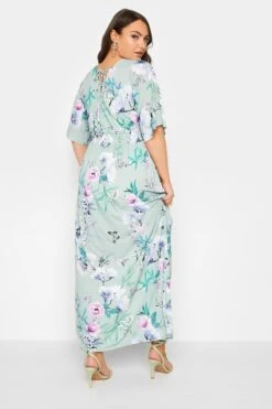 YOURS LONDON - Robe Plissée Verte Eau Floral Longueur Maxi -GrandeTendance Boutique 598aa3a3 2a70 4f 162126 C