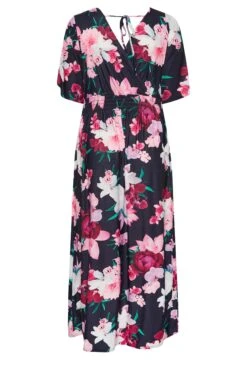 YOURS LONDON - Robe Plissée Bleue Marine Floral Longueur Maxi -GrandeTendance Boutique 5a40a343 352b 47 162125 Y
