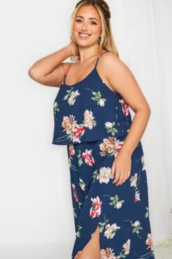 YOURS LONDON - Robe Bleue Marine Floral Volantée Superposée -GrandeTendance Boutique 5a4a94af 08c9 43 161945 E