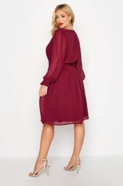 YOURS LONDON - Robe Rouge Plissée Manches à Pois -GrandeTendance Boutique 5a83078d e182 47 161912 C