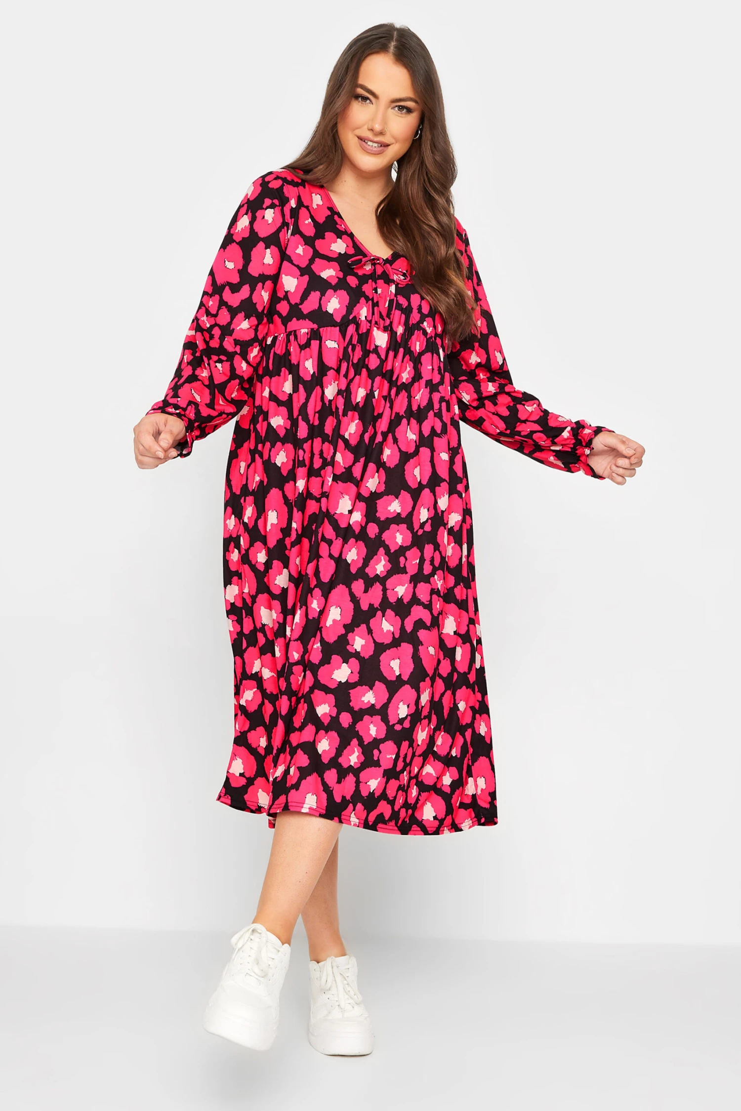 LIMITED COLLECTION - Robe Rose & Noire Floral Manches Longues 3 LIMITED COLLECTION - Robe Rose & Noire Floral Manches Longues