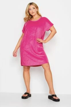 YOURS - Robe-T-Shirt De Plage Séchante Rose Fushia