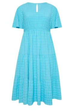 LIMITED COLLECTION - Robe Midi Bleue Aqua Texturé Smocké -GrandeTendance Boutique 5cb0b165 e3de 47 215543 X