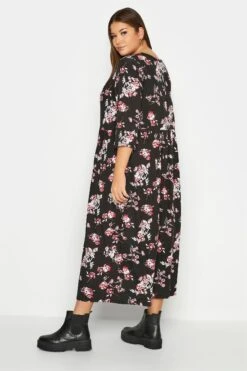 Robe Noire Floral En Jersey à Poches -GrandeTendance Boutique 5d3c6f54 be08 4e 300304 C