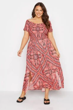 Robe Rose Paisley Maxi Design Bardot -GrandeTendance Boutique 5ddb41df d9d2 4d 137106 A