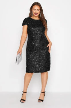 YOURS LONDON - Robe Sequin Noire Coupe Droite Manches Courtes -GrandeTendance Boutique 5e0a1f6a 6d8f 4c 161713 B