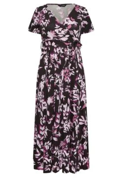 YOURS - Robe Noire Feuilles Roses Cache-Coeur -GrandeTendance Boutique 5f3807c3 5c87 41 137434 X