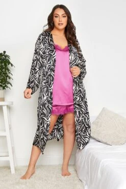 YOURS - Robe De Chambre Noire Zébré Satiné -GrandeTendance Boutique 604f17ca 9416 41 148956 B1