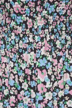 YOURS - Robe Noire Floral Bleu Volanté Manches Courtes -GrandeTendance Boutique 60802aea 5dcd 45 137330