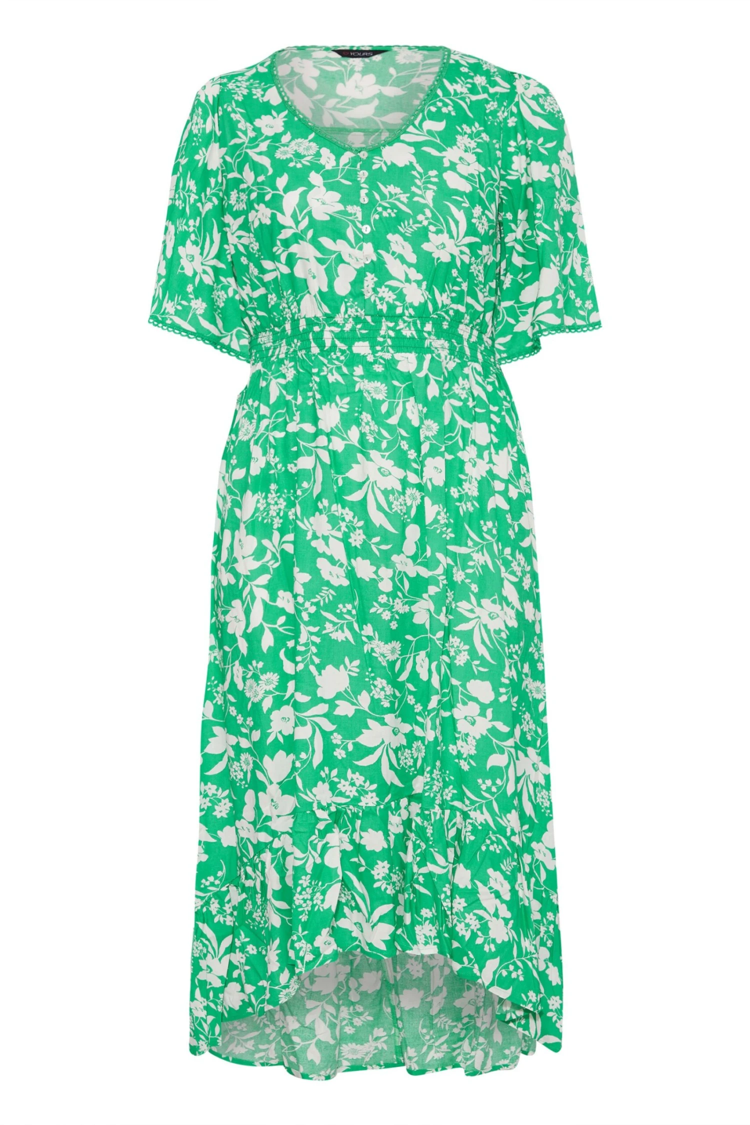 Robe Verte Floral Ourlet Plongeant Volanté 8 Robe Verte Floral Ourlet Plongeant Volanté – Image 6