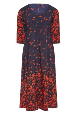 Robe Bleue Marine Floral Rouge à Boutons -GrandeTendance Boutique 60ae6e7c 92c3 42 213901 F