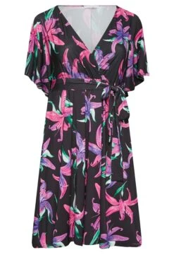 YOURS LONDON - Robe Noire Floral Rose & Violet Cache-Coeur 14 YOURS LONDON - Robe Noire Floral Rose & Violet Cache-Coeur -GrandeTendance Boutique 60cb526d d186 43 162201 X