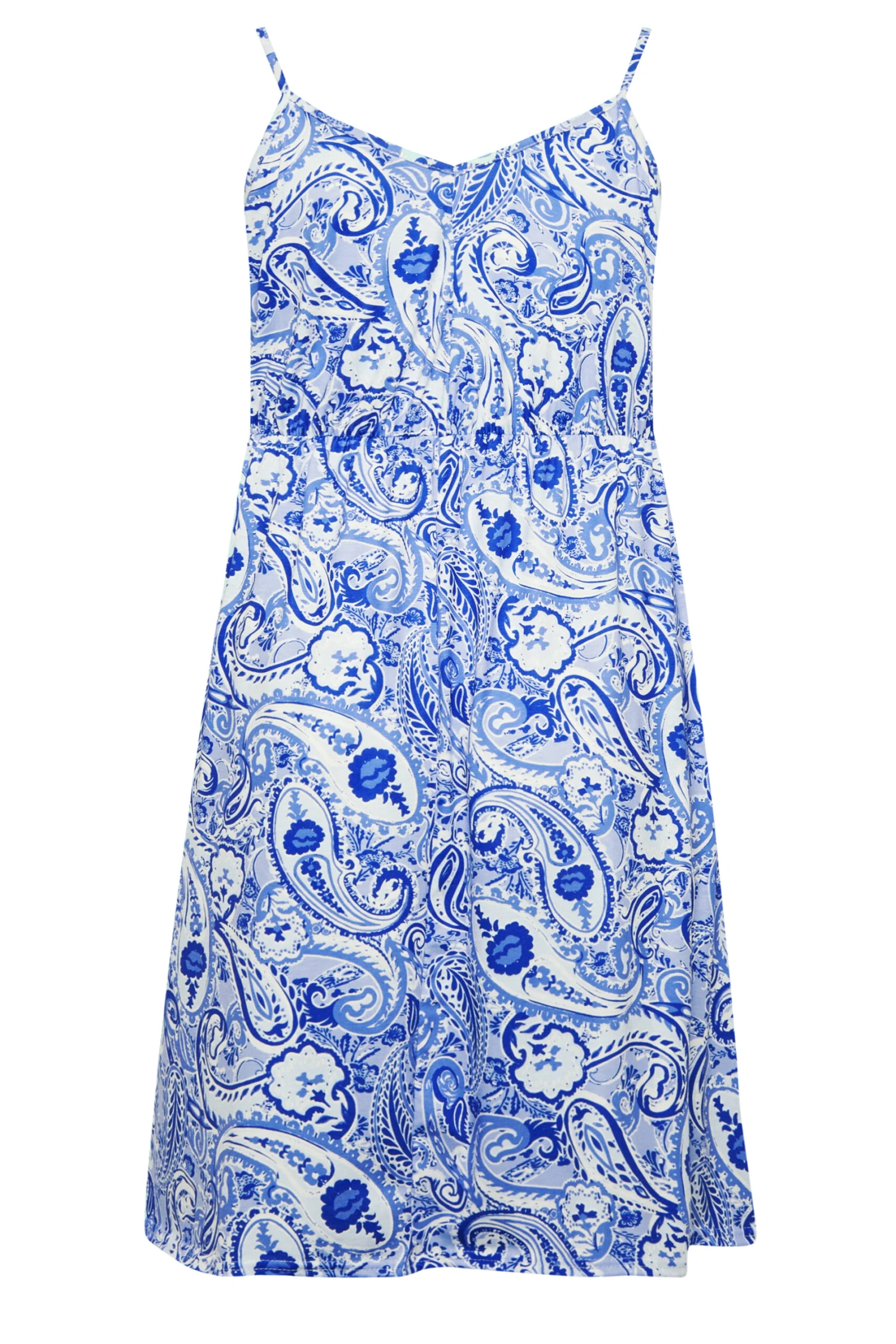 LIMITED COLLECTION - Robe D'été Bleue Fines Bretelles Paisley Volanté 9 LIMITED COLLECTION - Robe D'été Bleue Fines Bretelles Paisley Volanté – Image 7