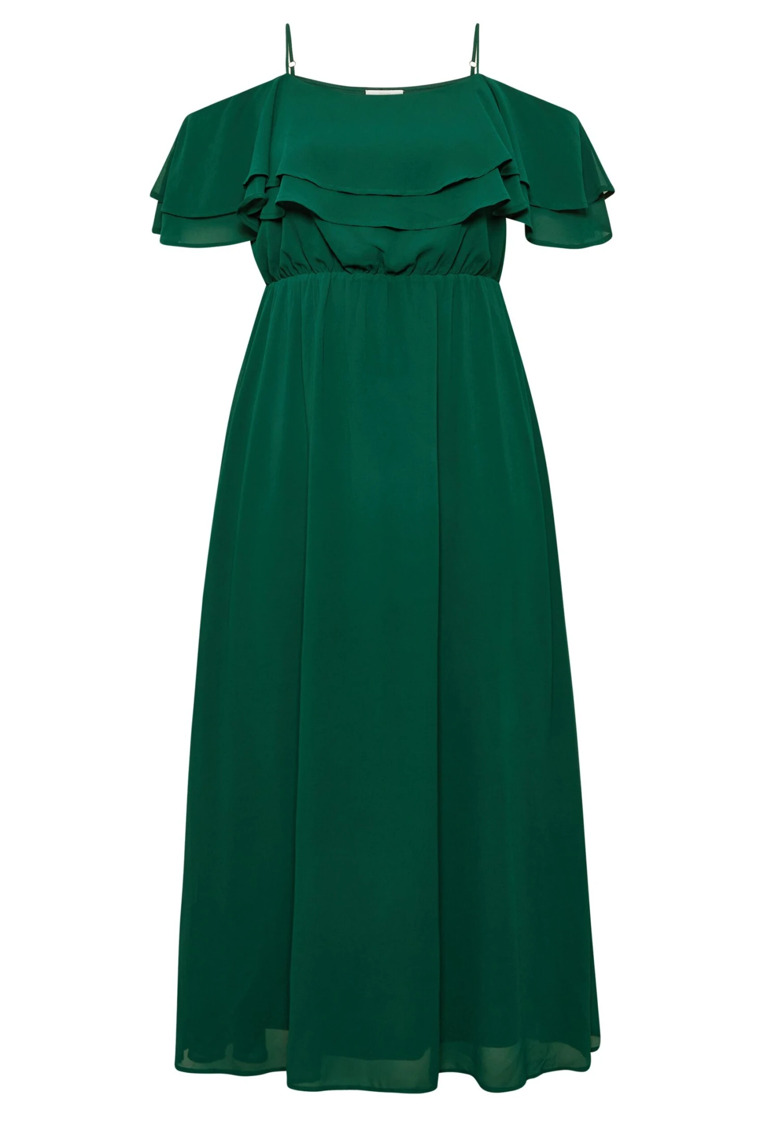 YOURS LONDON - Robe Verte Bardot Volanté Mousseline Demoiselle D'Honneur 8 YOURS LONDON - Robe Verte Bardot Volanté Mousseline Demoiselle D'Honneur – Image 6