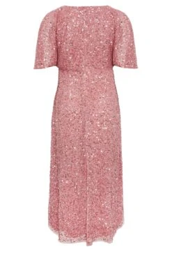 LUXE - Robe Rose Maxi à Sequins Manches Amples -GrandeTendance Boutique 60e3f038 e1df 40 161992 Y