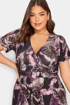 YOURS - Robe Midaxi Noire Cache-Coeur Imprimé Feuilles -GrandeTendance Boutique 619b97a0 53db 4c 301989 D
