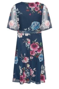 YOURS PETITE - Robe Bleue Marine Floral Volantée Cache-Coeur -GrandeTendance Boutique 624083a5 bd8d 47 174594 Y