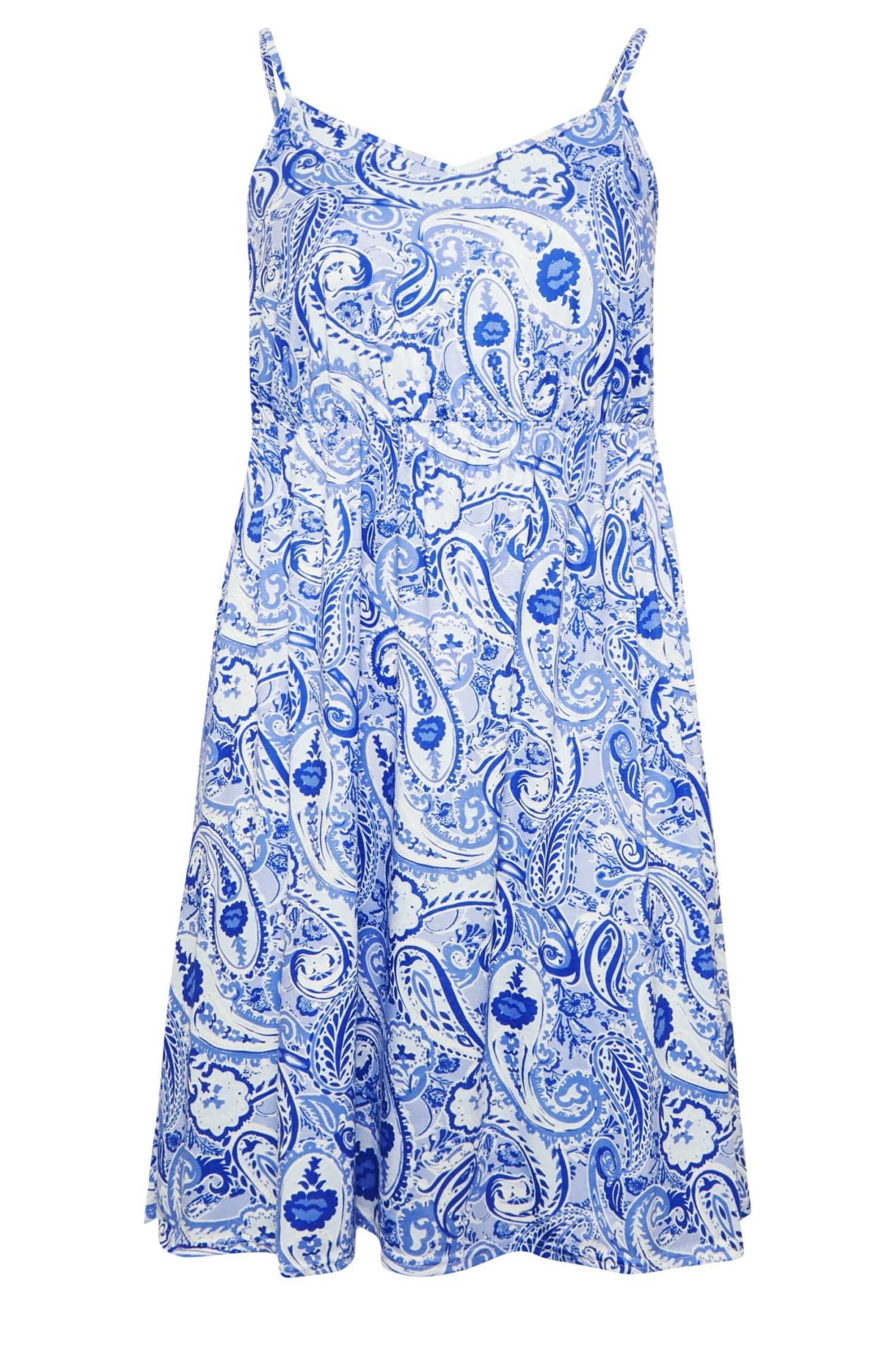 LIMITED COLLECTION - Robe D'été Bleue Fines Bretelles Paisley Volanté 8 LIMITED COLLECTION - Robe D'été Bleue Fines Bretelles Paisley Volanté – Image 6