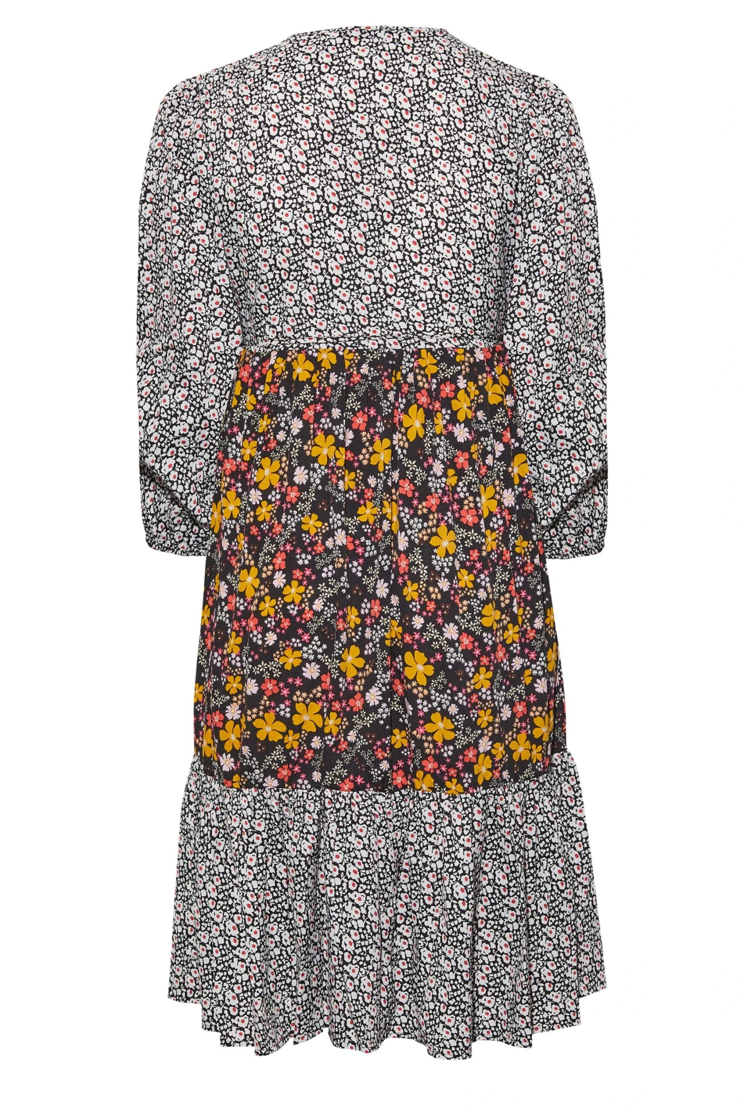 LIMITED COLLECTION - Robe Cache-Coeur Noire Contrastée Floral Jaune 9 LIMITED COLLECTION - Robe Cache-Coeur Noire Contrastée Floral Jaune – Image 7