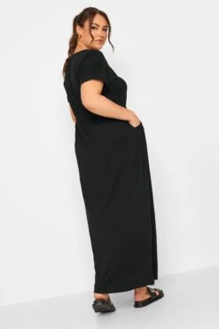 YOURS - Robe Noire Maxi Manches Courtes Design Uni -GrandeTendance Boutique 62eeead4 0f23 4a 137275 C
