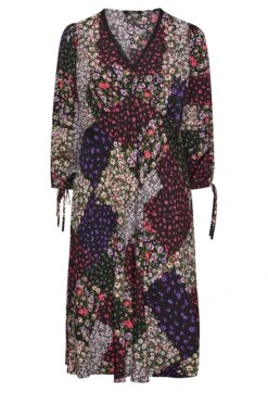 LIMITED COLLECTION - Robe Noire Patchwork Multi-Floral Manches En Ballons -GrandeTendance Boutique 63a97d71 6bdb 47 214908 X