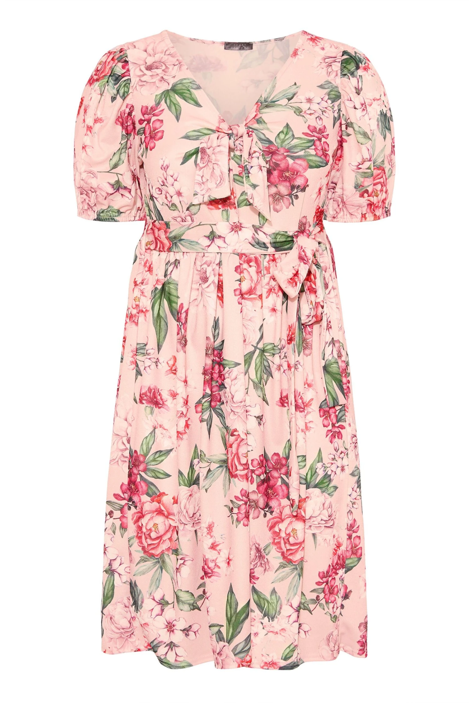 YOURS LONDON - Robe Rose Poudrée Floral Manches Courtes 8 YOURS LONDON - Robe Rose Poudrée Floral Manches Courtes – Image 6