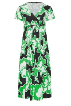 YOURS - Robe Midaxi Noire & Verte Floral En Cache-Coeur -GrandeTendance Boutique 650f7a5d e053 47 302155 X
