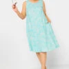 YOURS - Robe Bleue Aqua Volanté Coupe Droite Tie & Dye