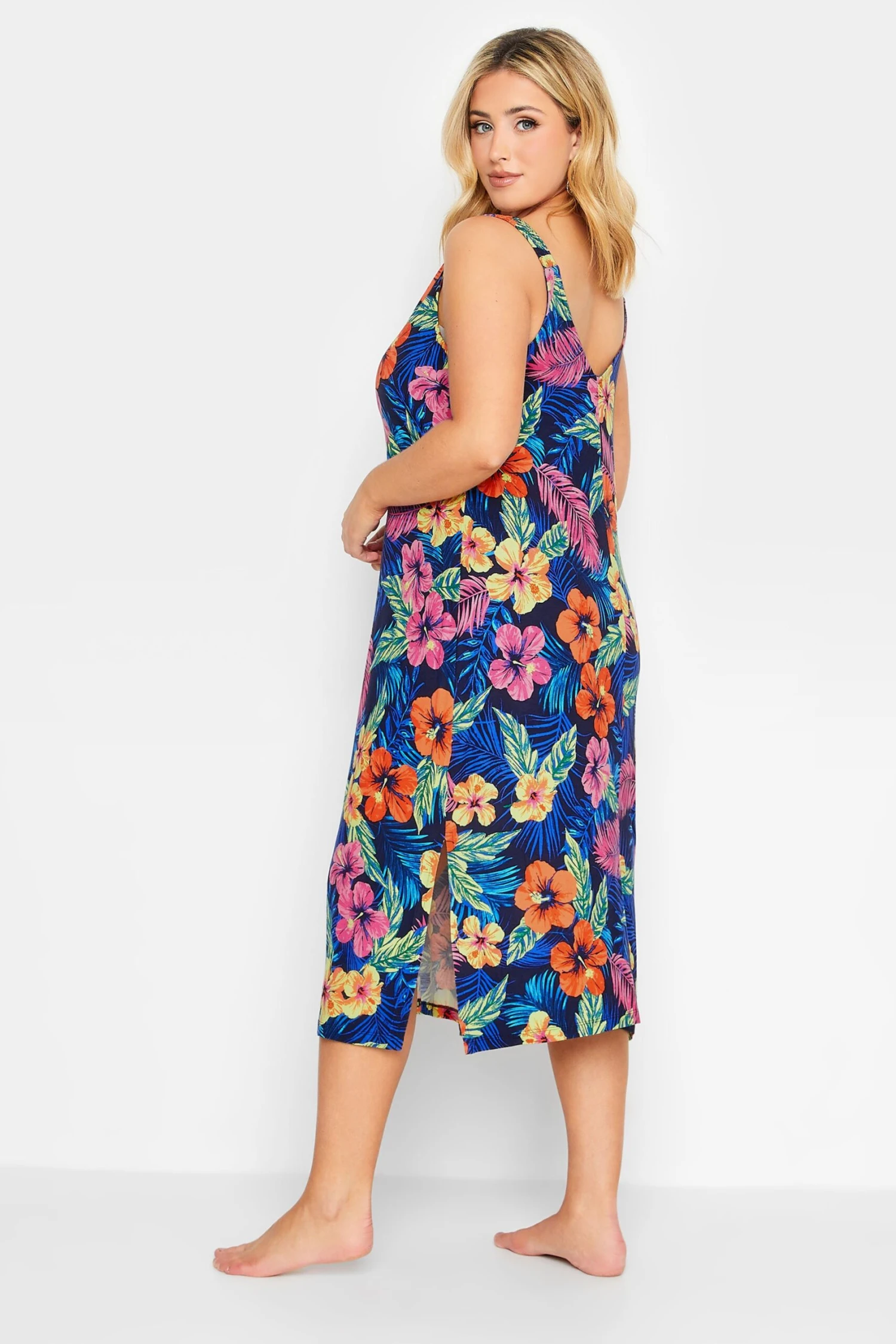 YOURS - Robe De Plage Midaxi Bleue Floral Tropical 4 YOURS - Robe De Plage Midaxi Bleue Floral Tropical â Image 2