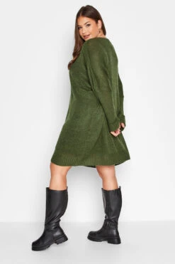Robe-Pull Vert Kaki Oversize En Maille -GrandeTendance Boutique 66114838 e299 4b 192223 C