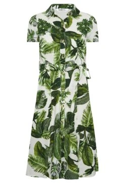 YOURS PETITE - Robe Midi Blanche & Verte Feuilles Tropicales -GrandeTendance Boutique 669ee534 4d6b 4d 174476 X