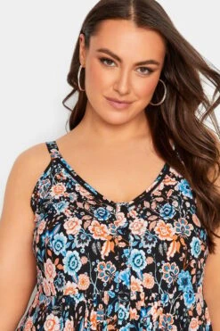 YOURS - Robe Noire Floral Bleu & Orange Ourlet Roulanté 12 YOURS - Robe Noire Floral Bleu & Orange Ourlet Roulanté -GrandeTendance Boutique 66d509a4 db75 44 137346 D