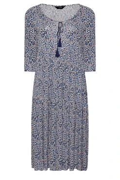 Robe Midi Bleue Petites Fleurs En Jersey -GrandeTendance Boutique 6779c497 7858 40 301008 X