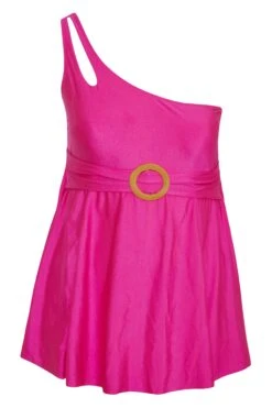 Robe De Bain Rose Manche Asymétrique à Ceinture -GrandeTendance Boutique 68429248 a568 49 150214 F