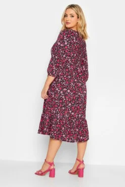 Robe Rose Midi Floral Cache-Coeur Manches Bouffantes 11 Robe Rose Midi Floral Cache-Coeur Manches Bouffantes -GrandeTendance Boutique 68f3581b 0a3e 4b 137212 C