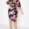 YOURS LONDON - Robe Noire Floral Rose Cache-Coeur -GrandeTendance Boutique 697679cd 6e4f 48 162044 A