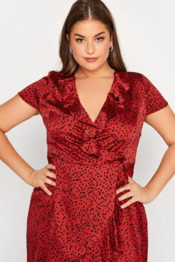 Robe Rouge Satinée Imprimé Dalmatien Volanté -GrandeTendance Boutique 69f3f0f0 f8cb 45 161613 D