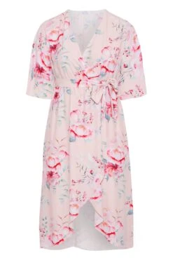 YOURS LONDON - Robe Rose Poudré Floral Style Portefeuille -GrandeTendance Boutique 6a65af83 747a 4e 161279 F