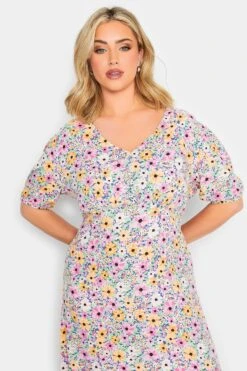 YOURS PETITE - Robe Maxi Floral Rose & Orange Manches Courtes -GrandeTendance Boutique 6b817ce3 10e1 49 174568 D