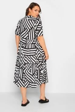 YOURS - Robe Midi Noire & Blanche Rayures Boutonnée -GrandeTendance Boutique 6b9d6269 420c 42 137551 C