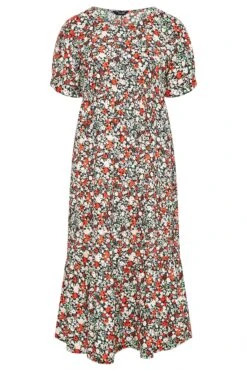 LIMITED COLLECTION - Robe Noire Floral Rouge Smocké Midaxi -GrandeTendance Boutique 6d22b743 385c 4d 217011 F