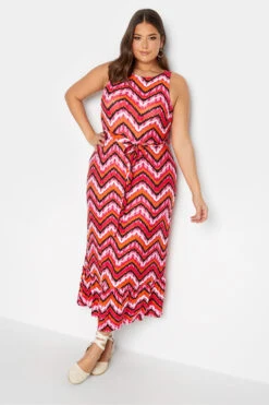 YOURS LONDON - Robe Orange Maxi Design Géométrique Zig Zag