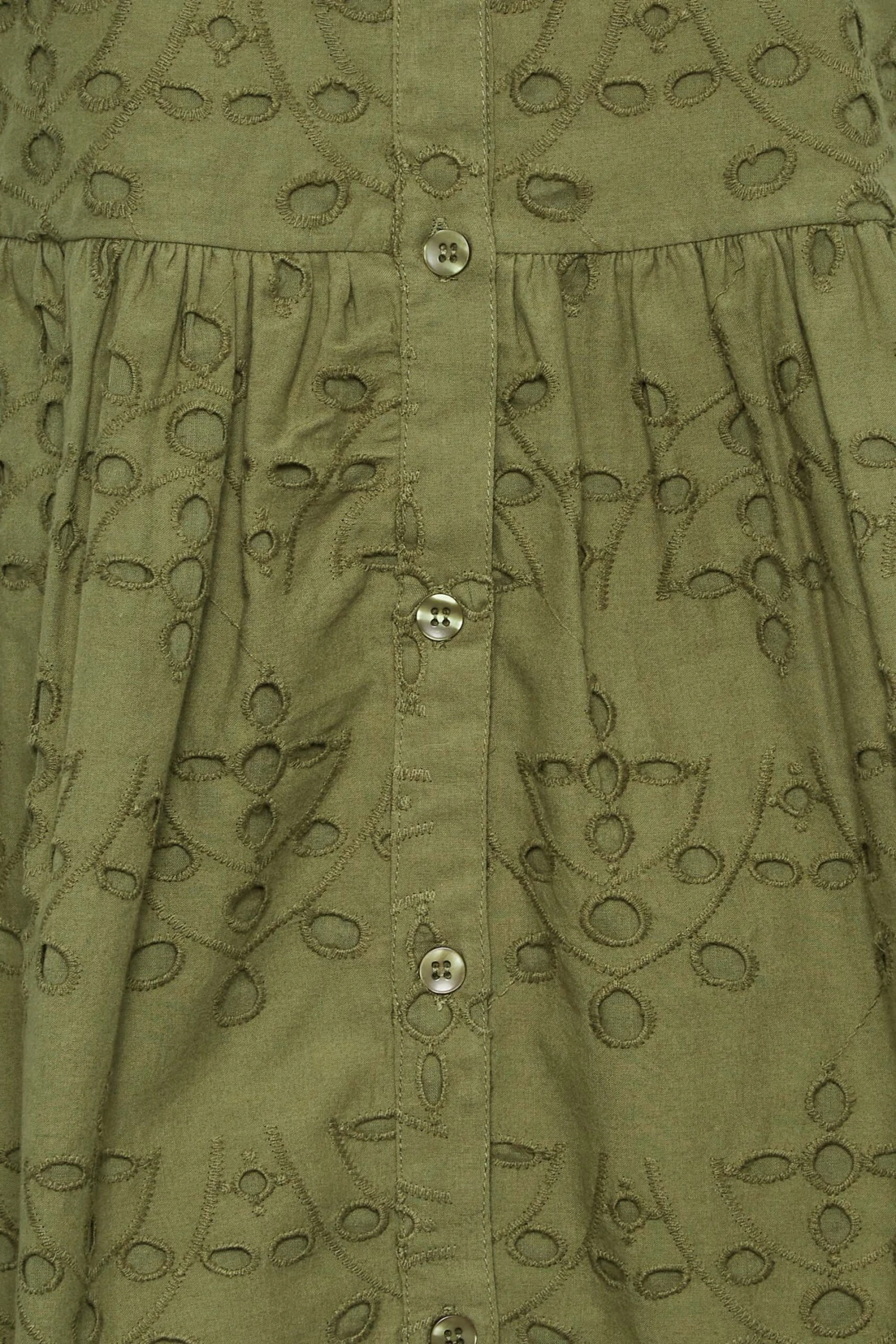 YOURS PETITE - Robe Verte Kaki Broderie Anglaise Smocké 7 YOURS PETITE - Robe Verte Kaki Broderie Anglaise Smocké – Image 5