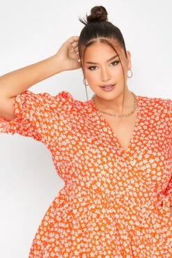 LIMITED COLLECTION - Robe Orange Style Cache-Coeur En Volanté -GrandeTendance Boutique 6dfe738e 4905 44 214396 D